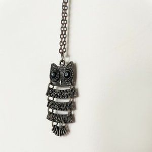 Silver-Toned Owl Necklace